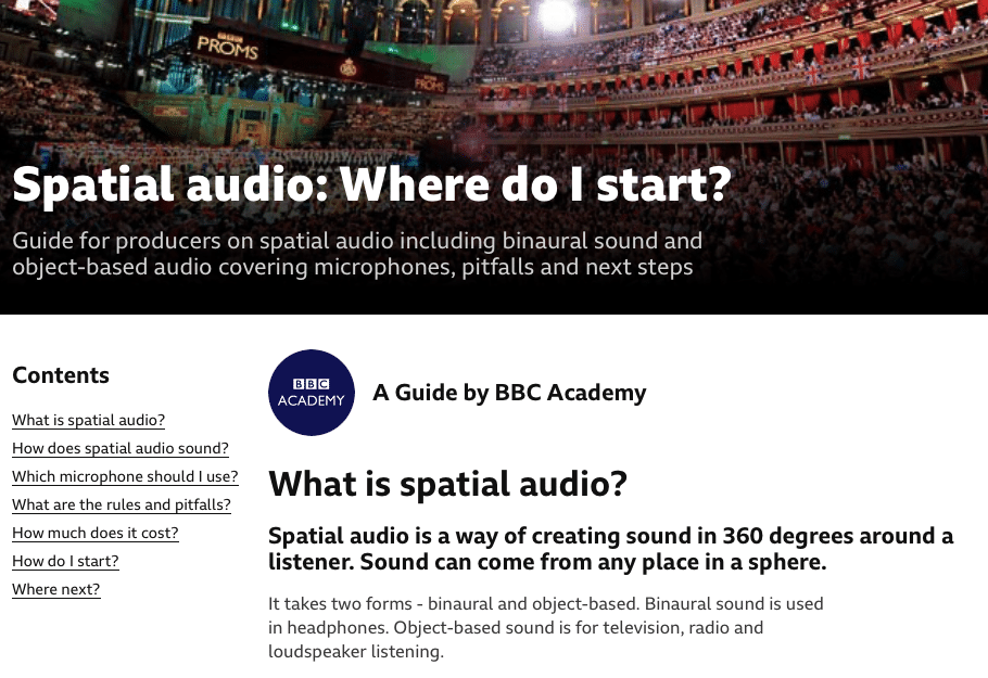 BBC Academy on Spatial Audio